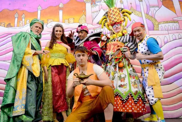 The cast of the Elite Pantomimes production of Aladdin performed at the Town Hall theatre between the 14th and 28th of December.  Picture by FRANK REID
