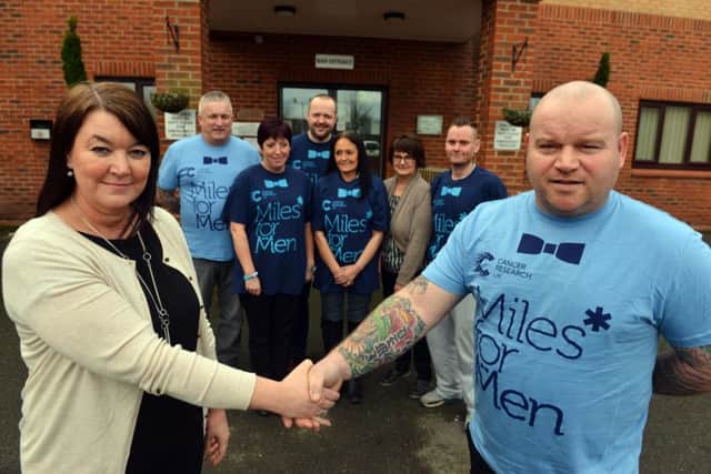 Miles For Men at Hartlepool and District Hospice.
Hospice Julie Hildreth and Michael Day