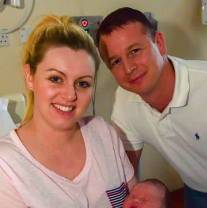 Trevor and Samantha Jones of Hartlepool, with their New Year's Day baby Bryn James Jones at North Tees Hospital