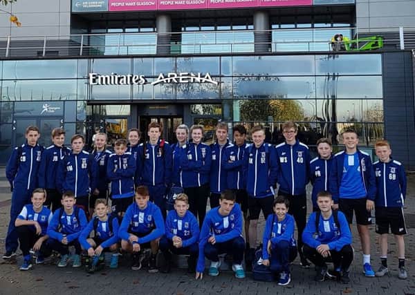 Members of Dyke House Elite Development Squad outside the Emirates Arena in Glasgow