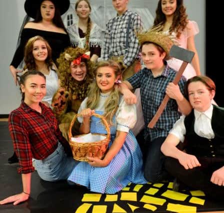 Cast members of Manor Community Academy production of The Wizard Of Oz. Back row:  Wicked Witch (Tamsin Ballingall), Aunt Em (Hannah Walker Tonks), Uncle Henry (Joel Dawson), Good Witch (Ellie Brookes)
Middle row: Snow Witch (Jessica Thomas)
Front row: Scarecrow/Alice (Sophie Burmiston), Lion/Zeke (Nathan Jukes), Dorothy (Olivia Crawford), Tin Man/Hickory (Matthew Short), Professor Marvel/Wizard (Keaton BenthamPicture by FRANK REID