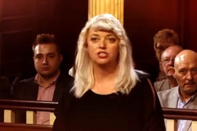 Stephanie Aird as she appears on the Judge Rinder show.