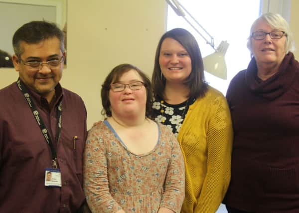 Claire with mum Monica, sister Kate and consultant surgeon Amlan Banerjee.