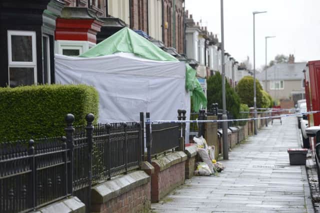 The scene at Westbourne Road in Hartlepool following the death of Mrs Bell.