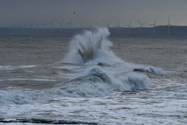 Stormy seas at Heugh Breakwater, Hartlepool.