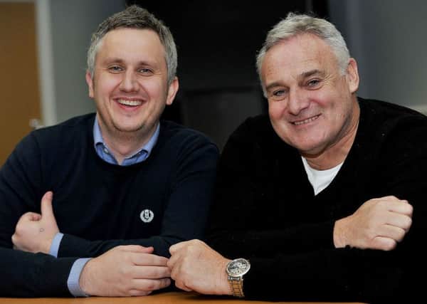 Pools chairman Gary Coxall (left) and new manager Dave Jones. Picture by Frank Reid