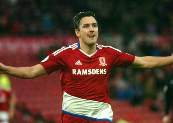 Stewart Downing celebrates his winning goal. Picture by Tom Collins