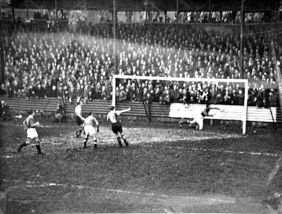 Pools hero Ken Johnson scoring in front of 17,264 fans against Manchester United.