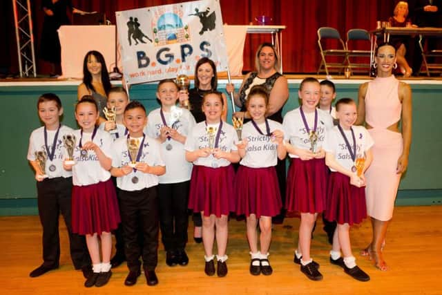 Champions! Children from Barnard Grove Primary School who won the Strikly Salsa challenge. Photo by Chris Armstrong.