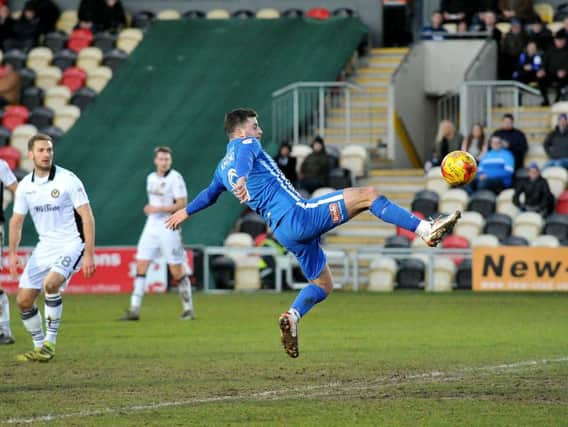 Padraig Amond scores his 10th goal of the season. Picture by FRANK REID