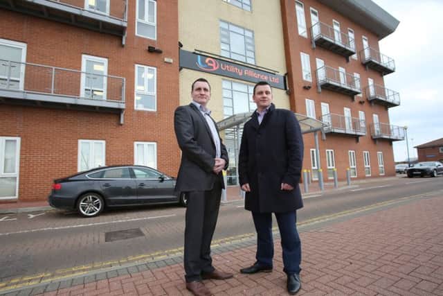 The directors of Utility Alliance Ltd Phill Moore, left, and Bob Moore, right, outside the business on Hartlepool Marina. Picture: TOM BANKS