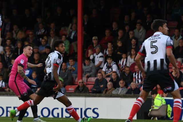 Nathan Thomas' goal of the season contender at Grimsby Town.