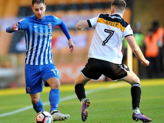 Nicky Deverdics in action for Pools in the FA Cup at Port Vale. Picture by FRANK REID