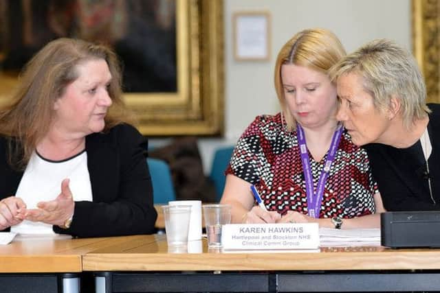 (left to right) Angela Lathan (procurement and marketing development manager north of England commissioning support) , Karen Hawkins (hartlepool and Stockton NHS clinical commissioning group) and Ali Wilson (hartlepool and stockton NHS clinical commissioning group) during a meeting held in the Civic Centre, Hartlepool. Picture by FRANK REID