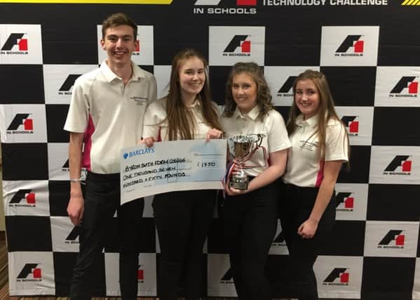 The Technically Viral team from Byron Sixth Form College, who took first place in the Professional Class of the regional heat for the F1 in Schools STEM Challenge National competition.