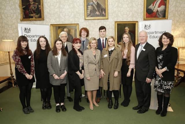 Courteney Ayre alongside Justine Greening and runners-up for the Lord Glenamara Memorial Prize.