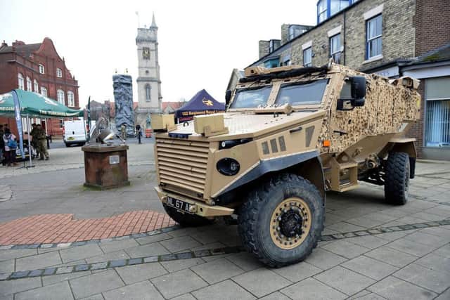 A Foxhound Armoured Personal Carrier on show during the Army display in Church Square, Hartlepool. Picture by FRANK REID