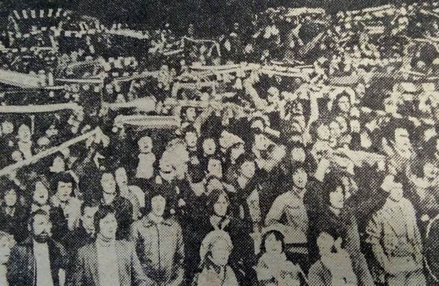 Some of the 3,000 Pools fans who went to Ipswich.