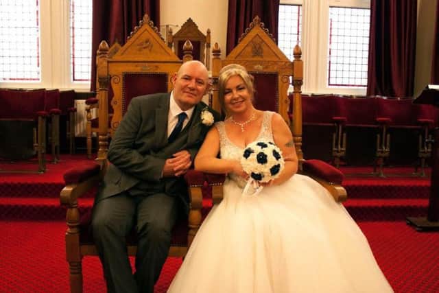 Eric Thomson with his wife Joanne when they renewed their vows last year.