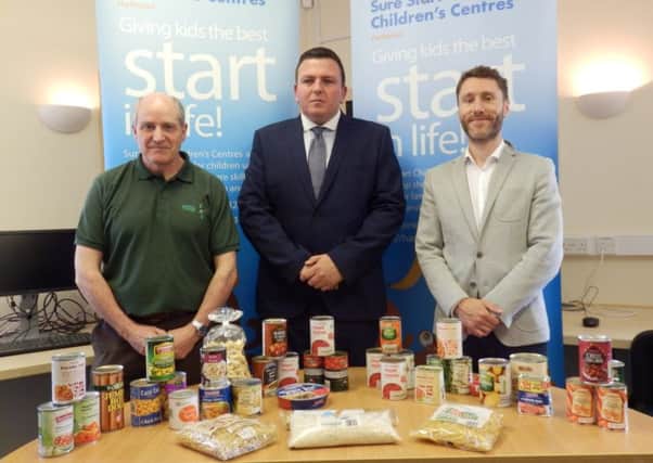 From left Clive Hall of Hartlepool Foodbank, Councillor Alan Clark and Steven Carter, the councils health improvement practitioner during last year's pilot project
