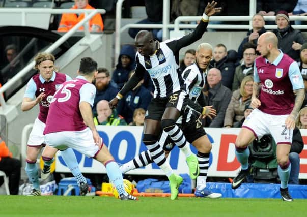 Mo Diame in the thick of the action last night