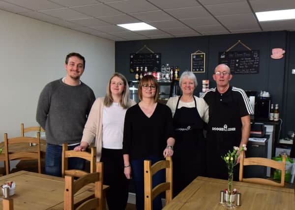 Pictured in the new Doggie Diner cafe in Middle Street, Blackhall are (l-r ) Craig Nelson, Kirsty McInnes, Adrienne Dickson franchise owner, Sue and David Nelson.