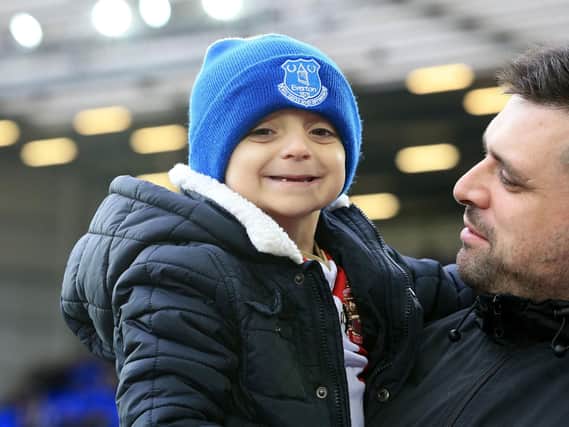 Bradley Lowery today with proud dad Carl.