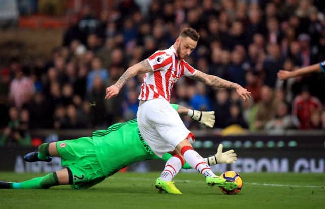 Stoke City's Marko Arnautovic scores his side's first goal