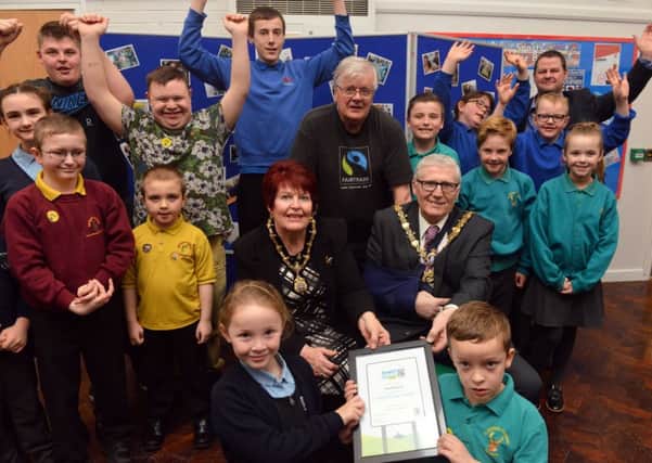 Fairtrade coffee morning at Catcote Academy and Fairtrade winners for Hartlepool Mayor and mayoress Coun Rob and Brenda Cook