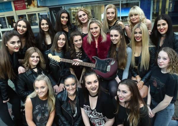 The finalists for this year's Miss Tees Valley contest line up with Top Model of England winner Rebecca Ridsale in the middle.