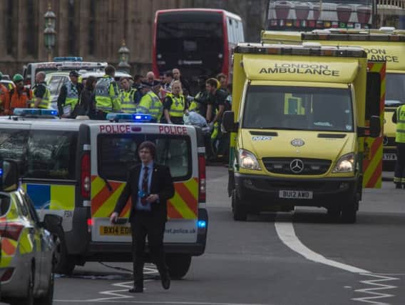 Emergency services at the scene of today's attack
