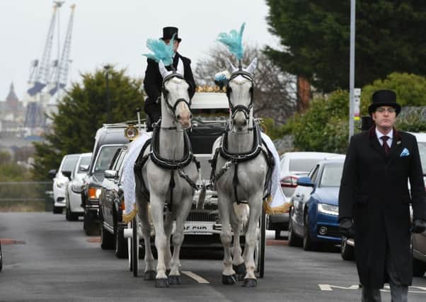 Thr funeral cortege of Ethan Owens arrives at St OswaldÃ¢Â¬"s Church, Brougham Terrace, Hartlepool, on Wednesday