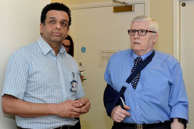 Mr Rajiv Limaye (consultant) (left) with The Mayor of Hartlepool Councillor Rob Cook.