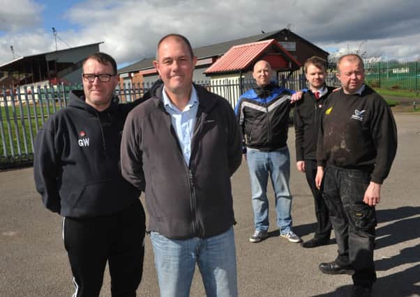 Horden Community Welfare FC chairman Chris Cain, front, with Graeme Wetherell, Ryan Cuthbert, Darren Meadows and Tim Girvan.