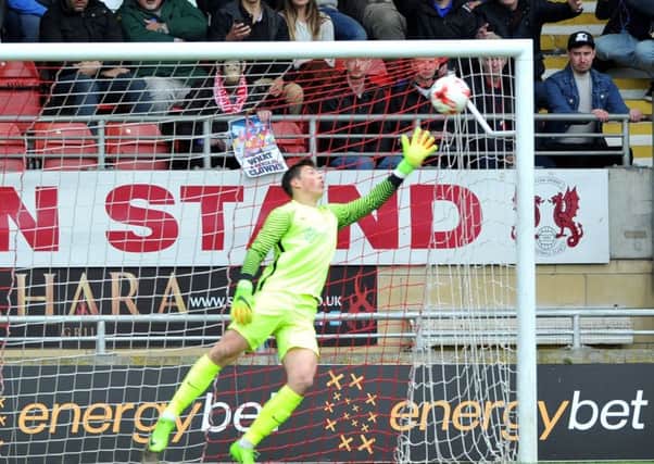 Joe Fryer concedes the second goal at Orient.