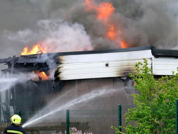 The fire as it raged at Rift House Primary School in Masefield Road.