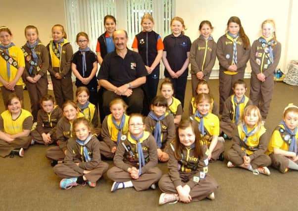Hartlepool RNLI visiting officer and crew member Steve Pounder pictured with members of the 22nd Hartlepool Brownies.