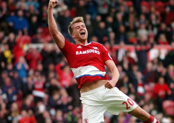 Patrick Bamford celebrates his goal. Picture by Tom Collins.
