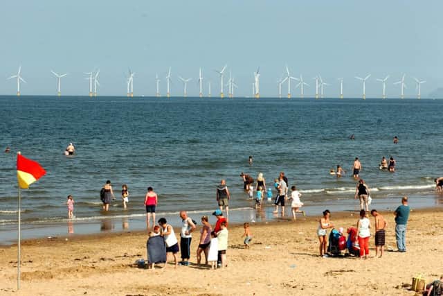 People enjoy the weather on a packed Seaton Carew beach.