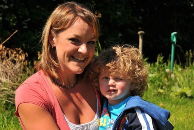 Katy Grant with her son Alex in his younger days.