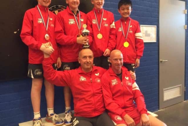 Joe Cope, back row second from right, and the rest of the England Boys Table Tennis team.