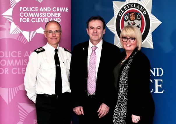 From left, Chief Constable Iain Spittal, Police and Crime Commissioner Barry Coppinger, and Baroness Newlove. Picture by Stuart Boulton.