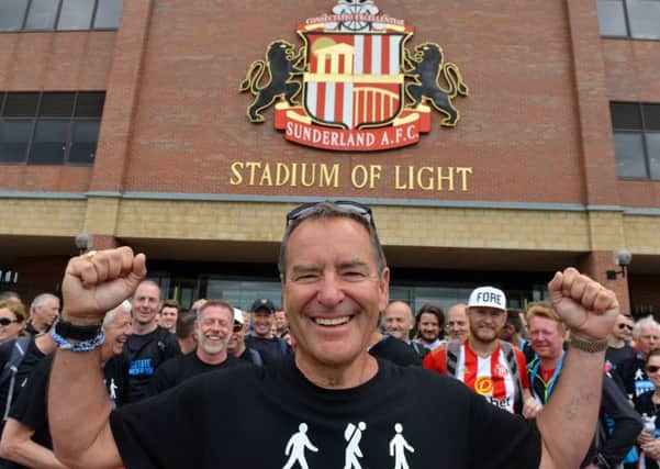 Jeff Stelling takes in the Stadium of Light on his charity walk.