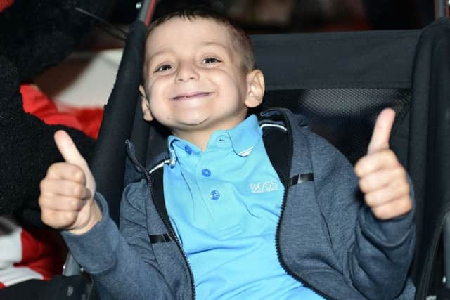 A big thumbs up from Bradley Lowery at his 6th Birthday Party held at Blackhall Cricket Club. Picture by FRANK REID