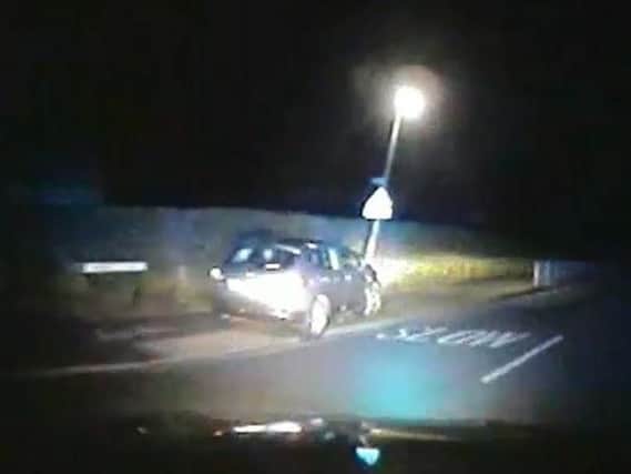 Ryan Dowson crashes his partner's vehicle into a lamp-post.