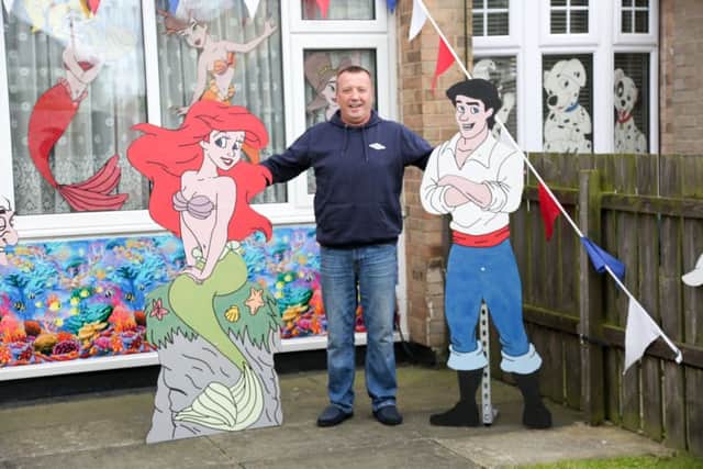 Peter Sutheran with some of the decorations he has made for the Hartlepool Carnival. Picture: TOM BANKS