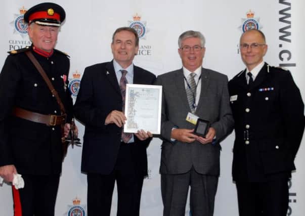 From left: Deputy Lieutenant David Kerfoot, PCC Barry Coppinger, Karel Simpson and Chief Constable Iain Spittal.