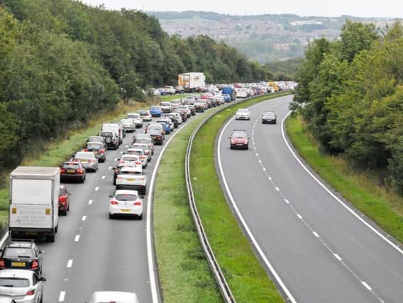 Queues on the A19.