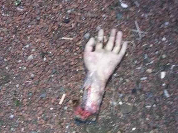 The 'severed hand' found on the A19. Credit: Cleveland & Durham RPU.