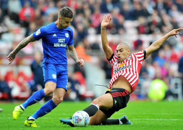 James Vaughan in action against Cardiff.